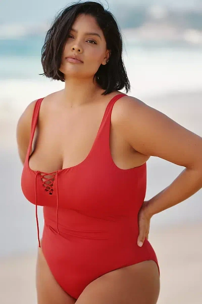 Andie Swim Plus Macao One-piece Swimsuit In Red