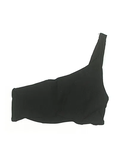 Pre-owned Andie Swimsuit Top Black Solid Pattern Swimwear