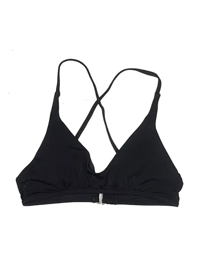 Pre-owned Andie Swimsuit Top Black Solid Pattern Swimwear