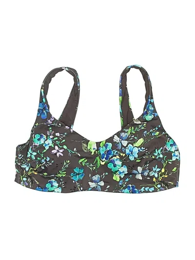 Pre-owned Andie Swimsuit Top Blue Floral Pattern Swimwear
