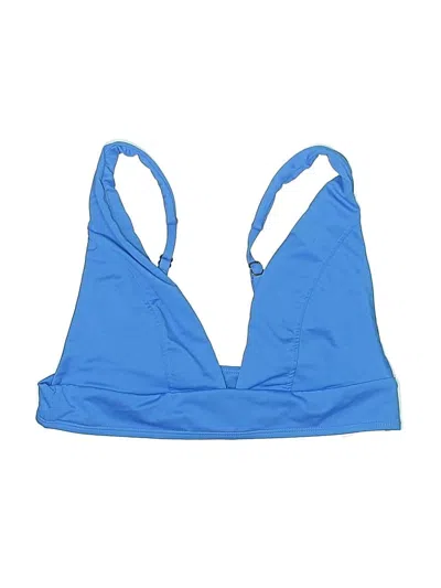 Pre-owned Andie Swimsuit Top Blue Solid Pattern Swimwear