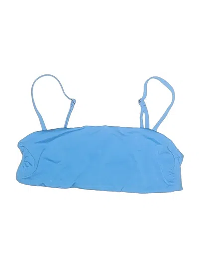 Pre-owned Andie Swimsuit Top Blue Solid Pattern Swimwear