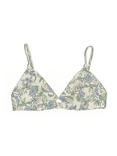 Pre-owned Andie Swimsuit Top Ivory Floral Pattern Swimwear In White