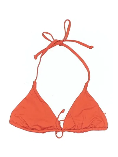 Pre-owned Andie Swimsuit Top Orange Solid Pattern Swimwear