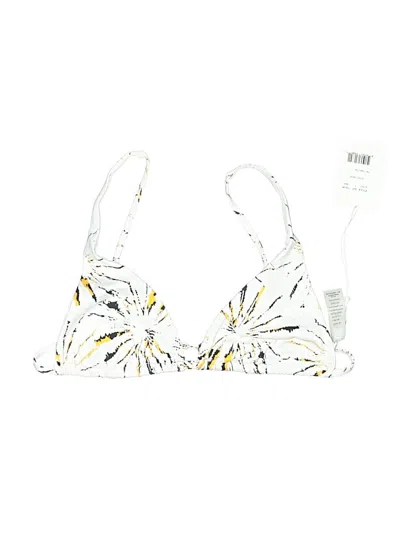 Pre-owned Andie Swimsuit Top White Print Pattern Swimwear