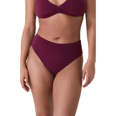 Andie The '90s High Waist Bikini Bottoms In Burgundy