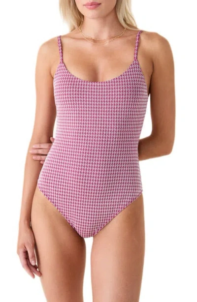 Andie The Amalfi Houndstooth One-piece Swimsuit In Blue