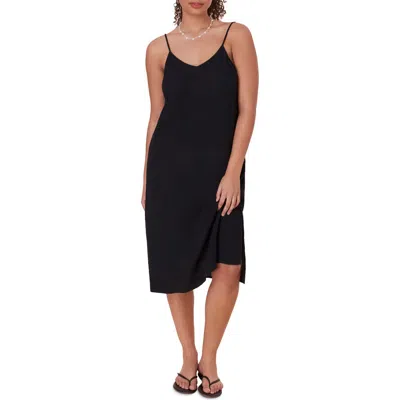 Andie The Barreta Cotton Gauze Cover-up Slipdress In Black