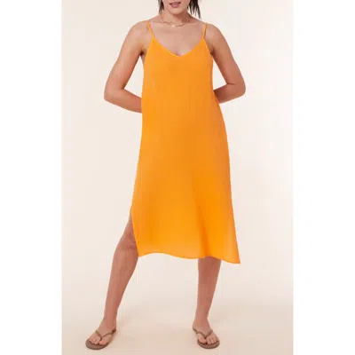 Andie The Barreta Cotton Gauze Cover-up Slipdress In Orange