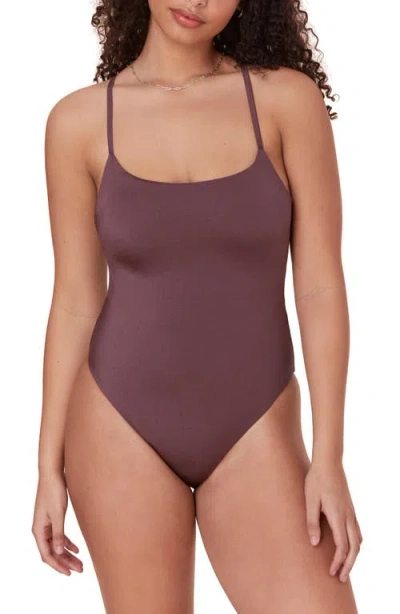 Andie The Fiji Lace-up Back One-piece Swimsuit In Licorice