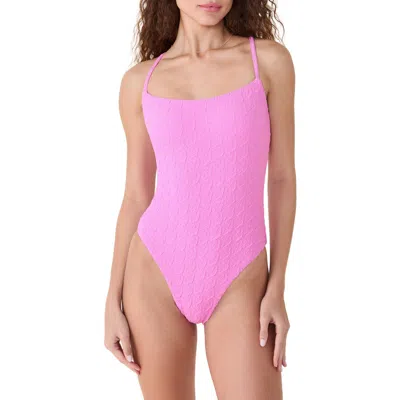 Andie The Fiji Long Torso Jacquard One-piece Swimsuit In Pink
