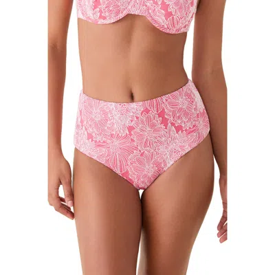 Andie The High Waist Floral Jacquard Bikini Bottoms In Pink