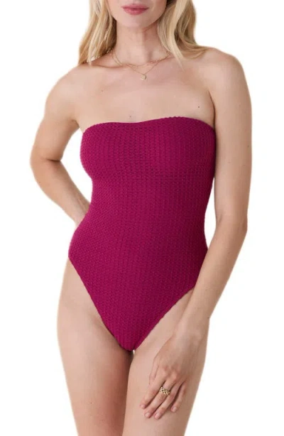 Andie The Kauai Strapless Textured One-piece Swimsuit In Purple