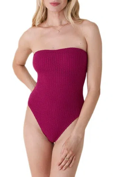Andie The Kauai Strapless Textured One-piece Swimsuit In Purple