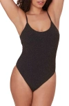 Andie The Liku Metallic One-piece Swimsuit In Black