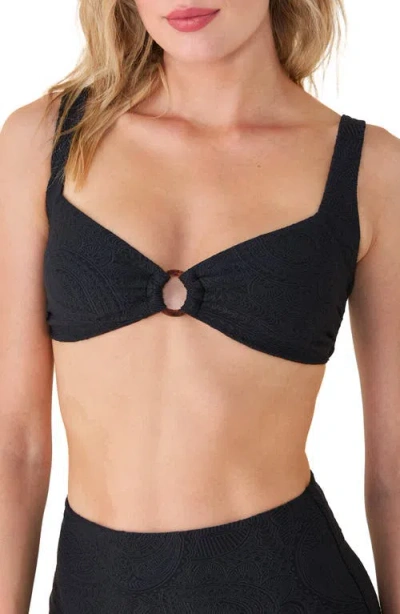 Andie The Lori Ring Bikini Top In Black