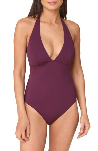 Andie The Majorca Halter One-piece Swimsuit In Purple