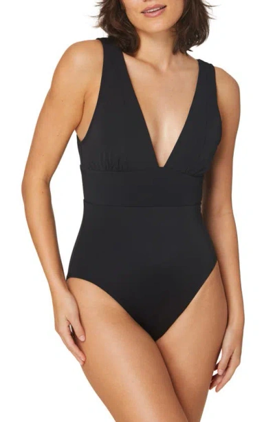 Andie The Mykonos Long Torso One-piece Swimsuit In Black