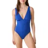Andie The Mykonos Long Torso One-piece Swimsuit In Blue