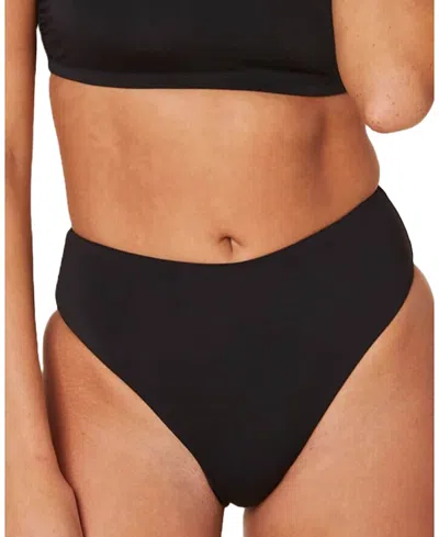 Andie Women's 90s High Waisted Cheeky Bikini Bottom In Black