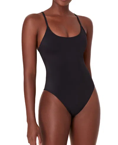 Andie Women's Amalfi Scoop Neck Long Torso One Piece Swimsuit In Black
