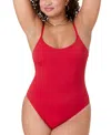 Andie Women's Amalfi Scoop Neck One Piece Swimsuit In Cherry Red