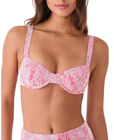 Andie The Dorset Floral Jacquard Underwire Bikini Top In Pink