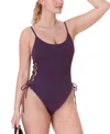 Andie The Elba Lace-up One-piece Swimsuit In Acai