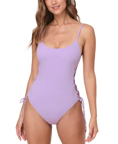 Andie Women's Elba Side-lace-up Lingerie Strap Scoop Neck One-piece Swimsuit In Lively