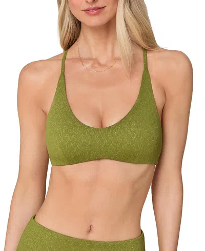 Andie The Essex Metallic Bikini Top In Green