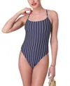 Andie The Fiji Lace-up Back One-piece Swimsuit In Blue