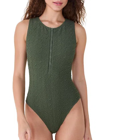 Andie Women's Malibu High Neck One Piece Swimsuit In Brown