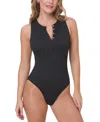 Andie Women's Malibu Pointelle Snap-neck Swimsuit In Black
