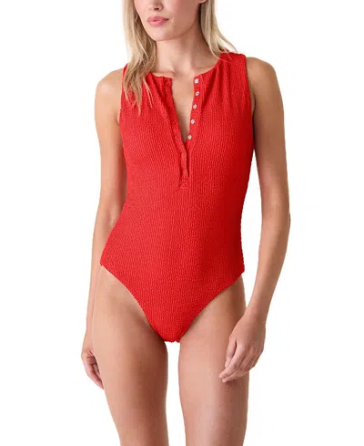 Andie Malibu Smocked One-piece Swimsuit In Red