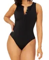 Andie Women's Malibu Snap Front One Piece Swimsuit In Black