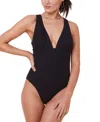 Andie Women's Mykonos Deep Plunge V-neck One-piece Swimsuit In Black