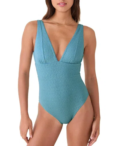 Andie Women's Mykonos Plunge One Piece Swimsuit In Blue