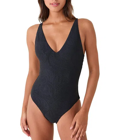Andie Women's Ohana V Neck One Piece Swimsuit In Blue