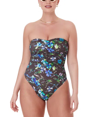 Andie Women's Pana Floral Print Sweetheart Bandeau Ruched Center One-piece Swimsuit In Wildflowers