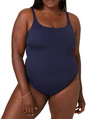 Andie Women's Plus Size Amalfi Scoop Neck One Piece Swimsuit In Navy