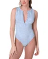 Andie Women's Malibu Snap Front One Piece Swimsuit In Blue