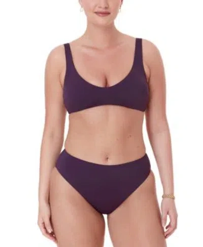 Andie Womens Delray Scoop Neck Bikini Top High Waist High Cut Bikini Bottoms In Acai