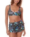 Andie Womens Delray Scoop Neck Bikini Top Skirted Bikini Bottoms In Wildflowers