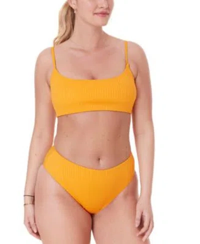 Andie Womens Maui Ribbed Bikini Top Bottoms In Tangerine