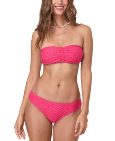 Andie Womens Pana Pointelle Bandeau Bikini Top Bikini Bottoms In Begonia