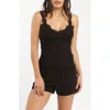 Andine Anji Tuscany Lace Trim Pajamas Shorts In Black