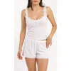 Andine Delphine Pointelle Lace-trim Shorts In White