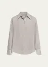 Andine Button-down Gauze Blouse In Charcoal Grey