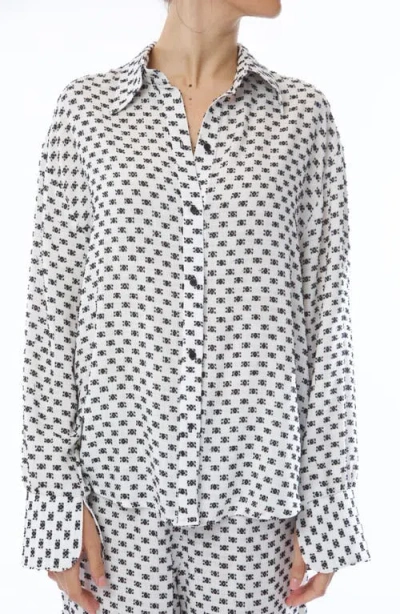 Andine Essen Le Marais Cotton Button-up Shirt In White And Black