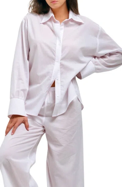 ANDINE ANDINE ESSEN LYON STRIPE COTTON BUTTON-UP PAJAMA TOP